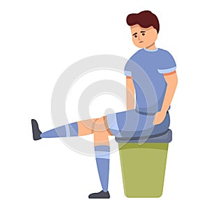 Soccer player need doctor help icon, cartoon style