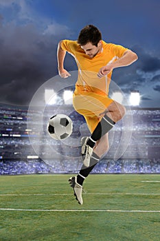 Soccer Player Performing Back Kick