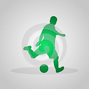 Soccer player in polygonal style on a gray background
