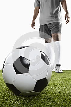 A soccer player ready for freekick