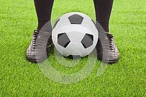 Soccer player's feet with ball