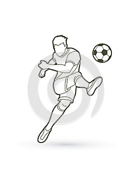 Soccer player shooting a ball action graphic vector