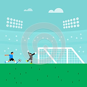 Soccer player shooting on goal