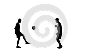 Soccer player silhouette isolated on white background with alpha channel. Male professional football players playing