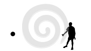 Soccer player silhouette isolated on white background with alpha channel. Man professional football player catching ball