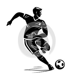 Soccer player, silhouette. Vector illustration