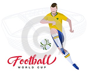 Soccer player on the stadium background Football world cup. Football player in Russia 2018.