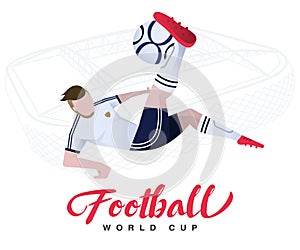 Soccer player on the stadium background Football world cup. Football player in Russia 2018.