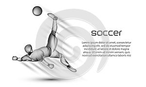 Soccer player striker hits the ball with an acrobatic bicycle kick. photo