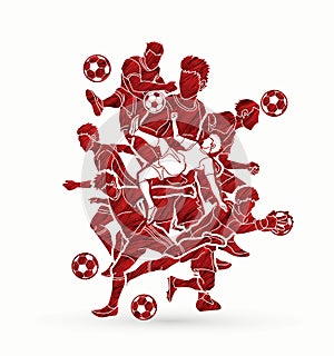 Soccer player team composition graphic vector.
