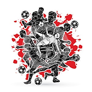 Soccer player team composition graphic vector.