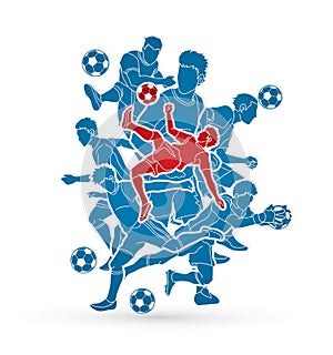 Soccer player team composition graphic vector