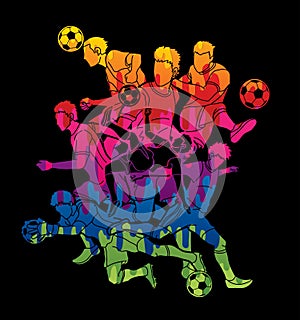 Soccer player team composition graphic vector