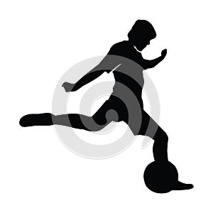 Soccer player vector silhouettes on white background