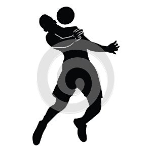 Soccer player vector silhouettes on white background