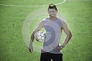 Soccer player waiting for a game