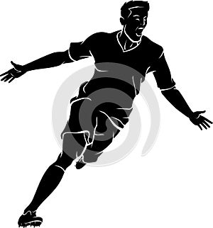 Soccer Player Winning Run Silhouette