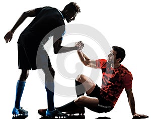 Soccer players men isolated silhouette white background