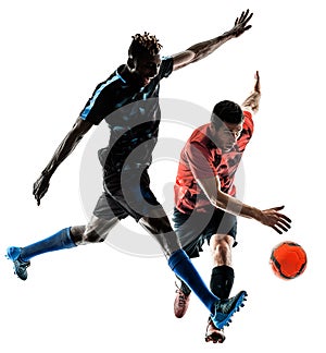 Soccer players men isolated silhouette white background