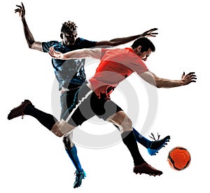 Soccer players men isolated silhouette white background