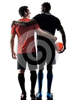 Soccer players men isolated silhouette white background