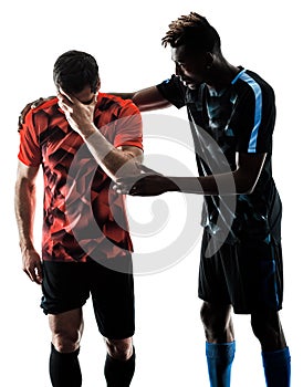 Soccer players men isolated silhouette white background