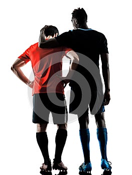 Soccer players men isolated silhouette white background