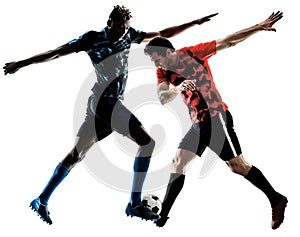 Soccer players men isolated silhouette white background