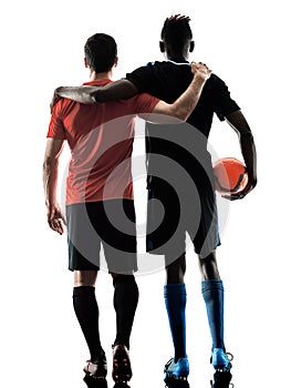 Soccer players men isolated silhouette white background