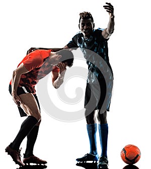 Soccer players men isolated silhouette white background