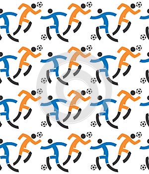 Soccer players seamless pattern