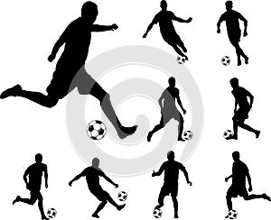 Soccer players silhouettes