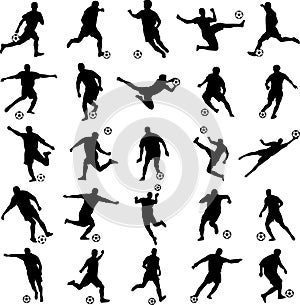 Soccer players silhouettes collection