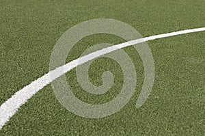 Soccer playing field goal kick line