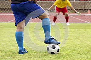 Soccer preparing for a penalty shot