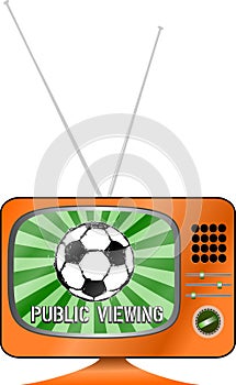 Soccer public viewing w. retro televison photo