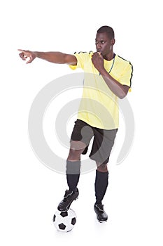 Soccer Referee With Ball And Whistle