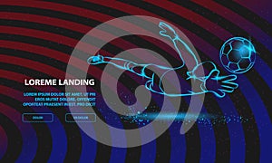 Soccer save from the goalkeeper. Vector Sport Background for Landing Page Template