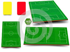 Soccer set of green field for game