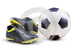 Soccer shoes and ball