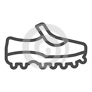 Soccer shoes line icon. Sport shoes vector illustration isolated on white. Football footwear outline style design