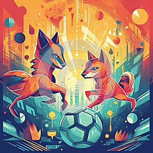 Soccer Showdown - Abstract Animals Battle for Victory