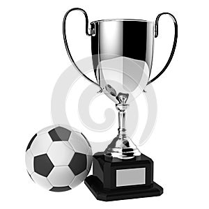 Soccer silver award trophy.