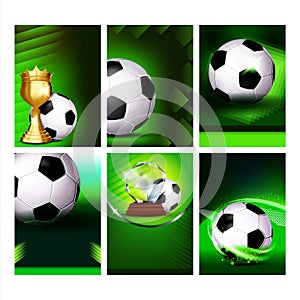 Soccer Sport Event Flyer Promo Posters Set Vector