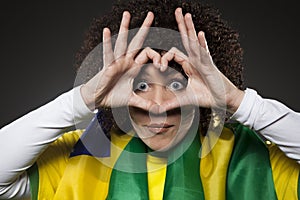 Soccer Sport Fan Supporter Brazil with heart