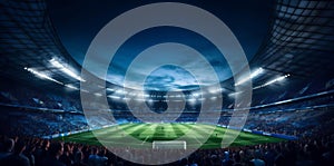 soccer sport world arena green game football goal stadium light. Generative AI.