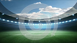 Soccer stadium arena. Soccer concept. 3d animation