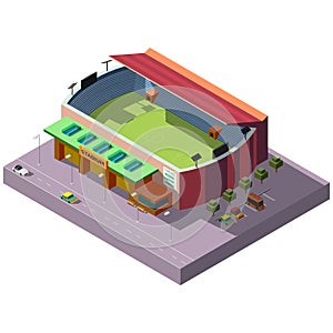 Soccer stadium isometric projection vector icon