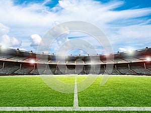 Soccer stadium with soccer field background