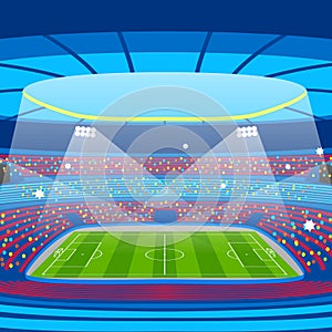 Soccer stadium during sports match. Football arena field